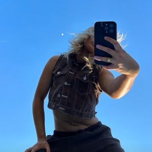 Brown button-up vest